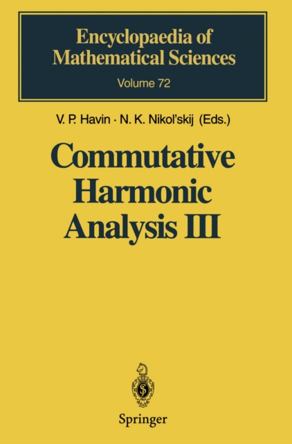 Commutative Harmonic Analysis III : Generalized Functions. Application, PDF eBook