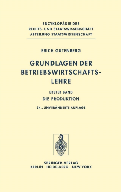 Grundlagen der Betriebswirtschaftslehre : Die Produktion, PDF eBook