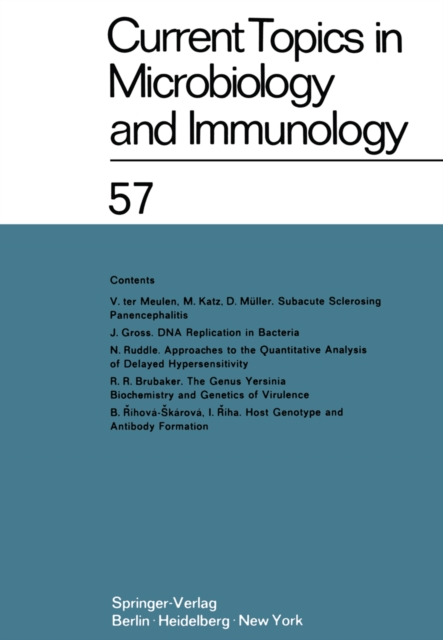 Current Topics in Microbiology and Immunology : Ergebnisse der Mikrobiologie und Immunitatsforschung Volume 57, PDF eBook