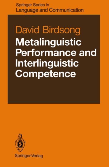 Metalinguistic Performance and Interlinguistic Competence, PDF eBook