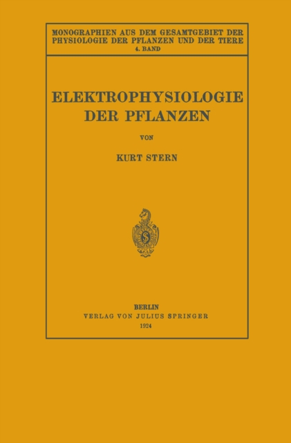 Elektrophysiologie der Pflanzen, PDF eBook