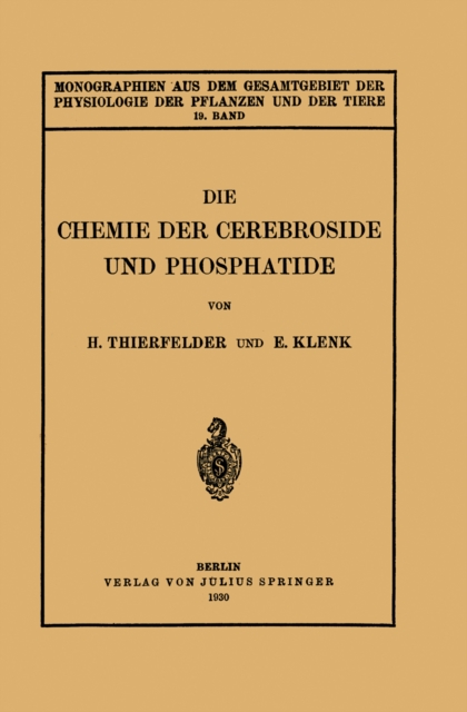 Die Chemie der Cerebroside und Phosphatide, PDF eBook