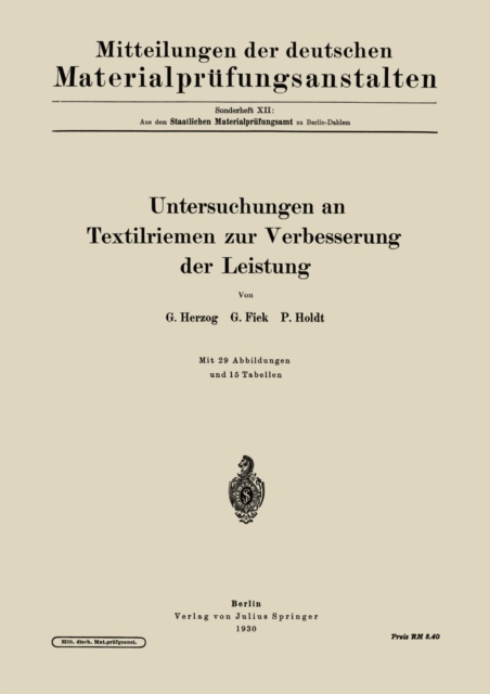 Untersuchungen an Textilriemen zur Verbesserung der Leistung, PDF eBook