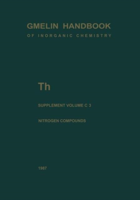 Th Thorium : Supplement Volume C 3 Compounds with Nitrogen, Paperback / softback Book