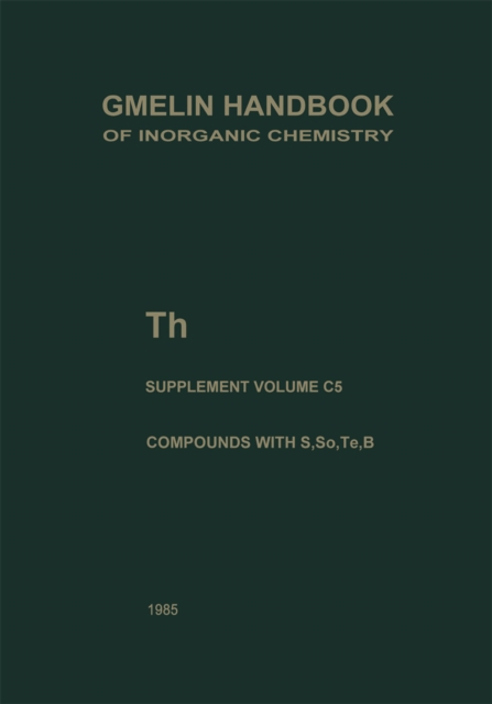 Th Thorium : Compounds with S, Se, Te and B, PDF eBook