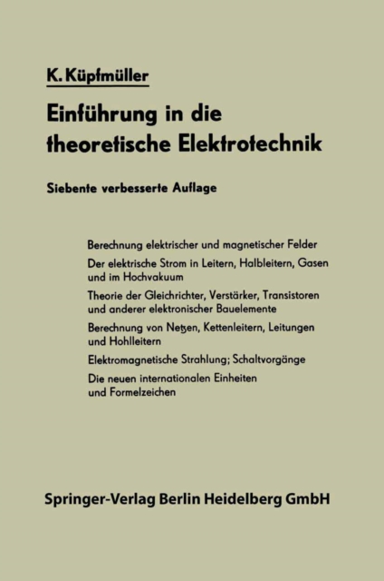 Einfuhrung in die theoretische Elektrotechnik, PDF eBook