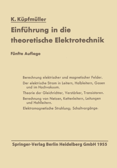 Einfuhrung in die theoretische Elektrotechnik, PDF eBook