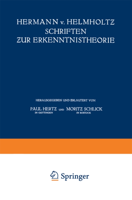 Hermann v. Helmholtz Schriften zur Erkenntnistheorie, PDF eBook