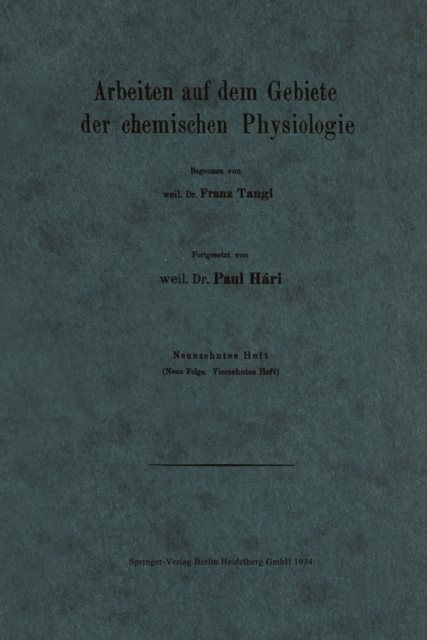 Arbeiten auf dem Gebiete der chemischen Physiologie, PDF eBook