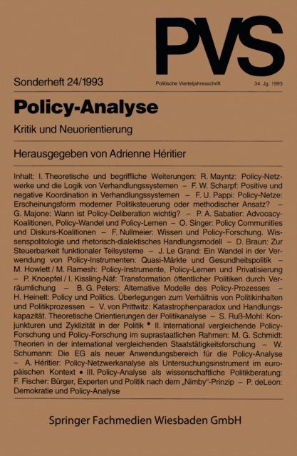 Policy-Analyse : Kritik und Neuorientierung, PDF eBook