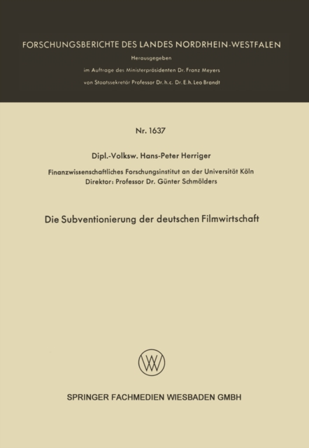 Die Subventionierung der deutschen Filmwirtschaft, PDF eBook