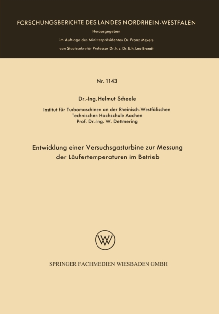 Entwicklung einer Versuchsgasturbine zur Messung der Laufertemperaturen im Betrieb, PDF eBook