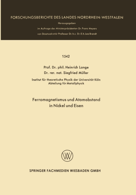 Ferromagnetismus und Atomabstand in Nickel und Eisen, PDF eBook