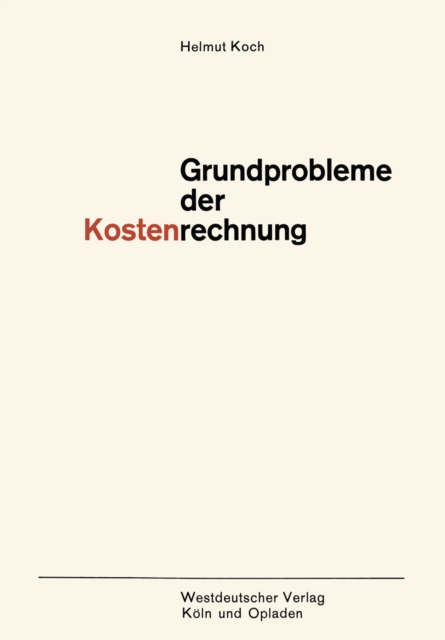 Grundprobleme der Kostenrechnung, PDF eBook