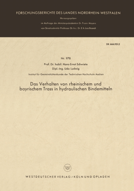 Das Verhalten von rheinischem und bayrischem Trass in hydraulischen Bindemitteln, PDF eBook