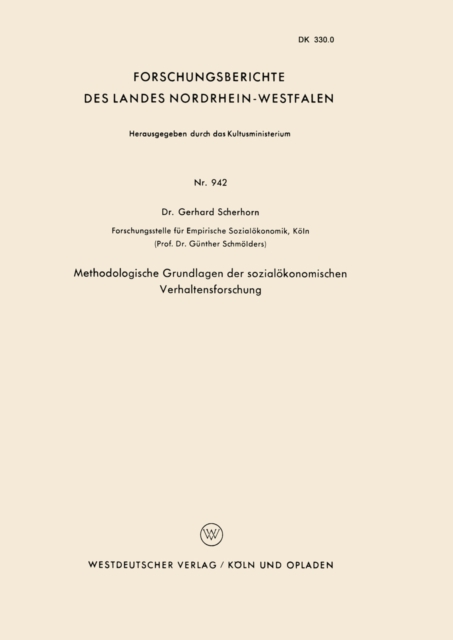 Methodologische Grundlagen der sozialokonomischen Verhaltensforschung, PDF eBook