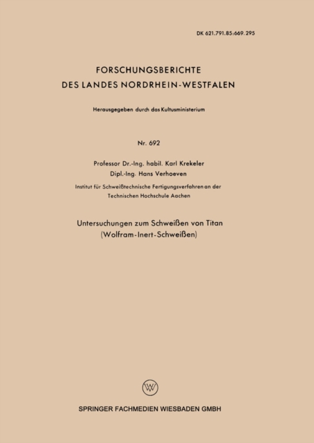 Untersuchungen zum Schweien von Titan (Wolfram-Inert-Schweien), PDF eBook
