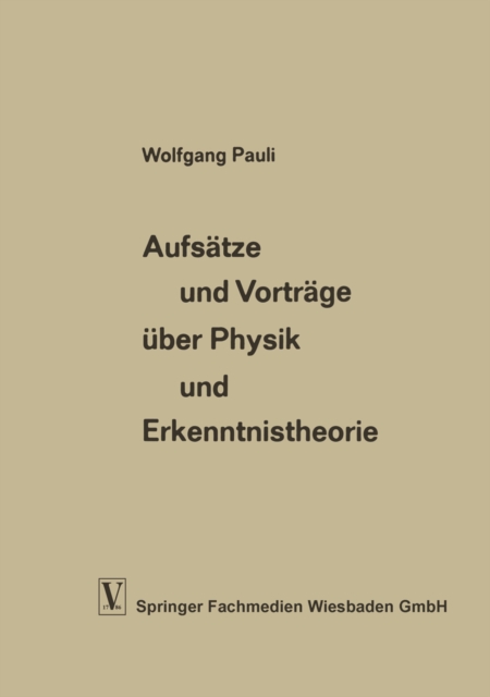 Aufsatze und Vortrage uber Physik und Erkenntnistheorie, PDF eBook