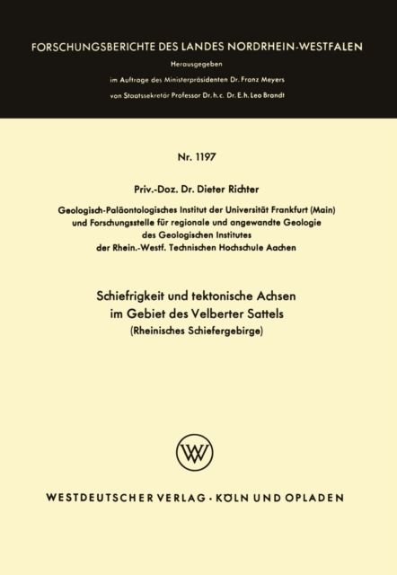 Schiefrigkeit und tektonische Achsen im Gebiet des Velberter Sattels (Rheinisches Schiefergebirge), PDF eBook
