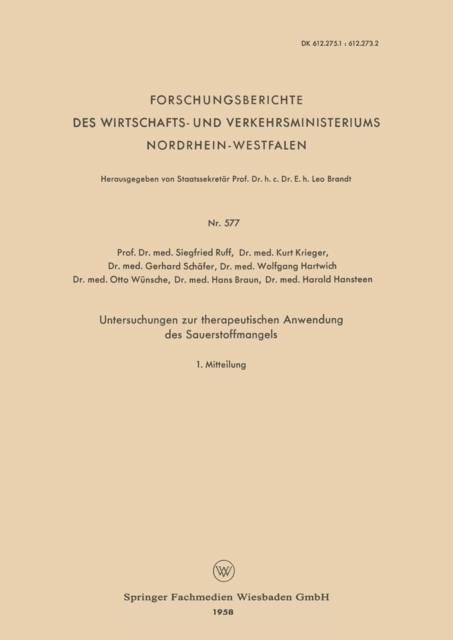 Untersuchungen zur therapeutischen Anwendung des Sauerstoffmangels, PDF eBook