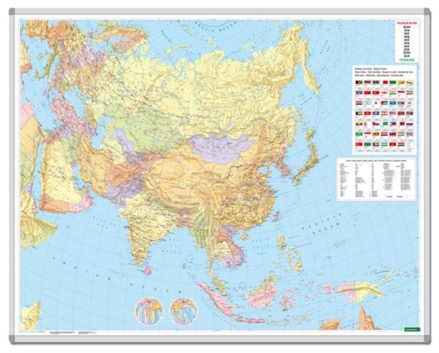 Asia, wall map 1:9 million, magnetic marker board, freytag & berndt, Sheet map, folded Book