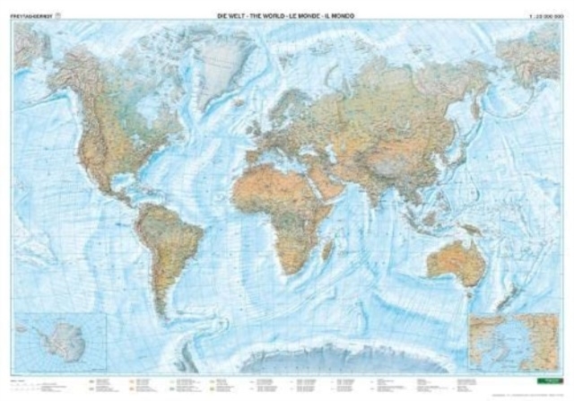 World Physical Sea Relief Map : Wall Map Magnetic Marker, Sheet map, flat Book