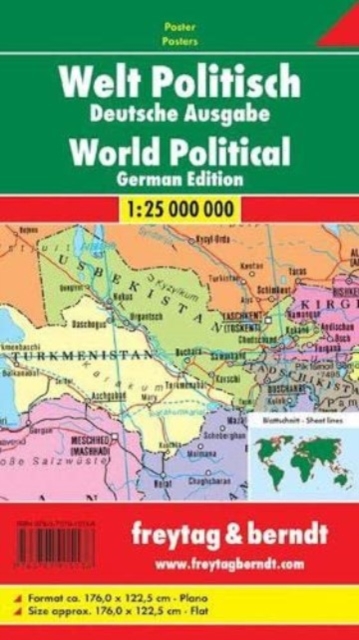 World political Map (German edition), Large-format, 1:25 million : Wall map magnetic marker board, Other cartographic Book