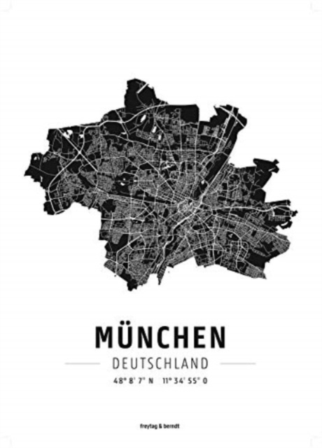 Munich, design poster, glossy photo paper, Sheet map, folded Book