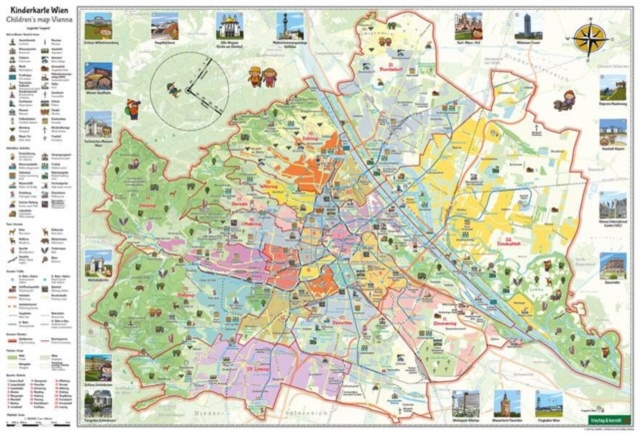 Children's map of Vienna, poster with metal rods 1:40,000, freytag & berndt, Postcard book or pack Book