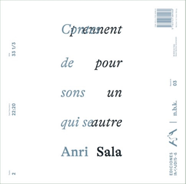 Anri Sala : Contes de sons qui se prennent pour un autre - n.b.k. Record #3, Other audio format Book
