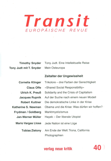 Transit 40. Europaische Revue : Zeitalter der Ungewissheit, PDF eBook