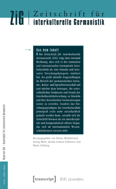 Zeitschrift fur interkulturelle Germanistik (Journal of Intercultural German Studies) : Vol. 7, Issue 2/2016: Transitrume, Paperback / softback Book