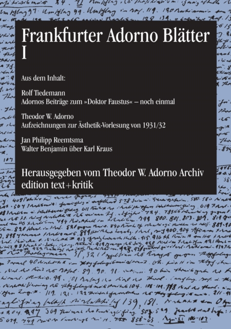 Frankfurter Adorno Blatter I, PDF eBook