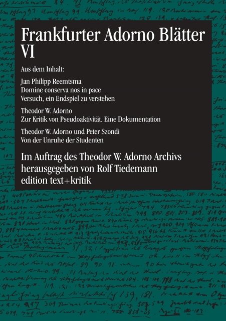 Frankfurter Adorno Blatter VI, PDF eBook