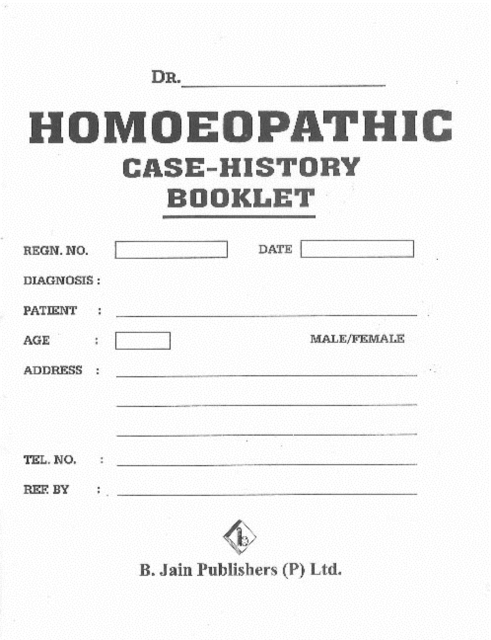 Homeopathic Case History Booklet, Paperback / softback Book