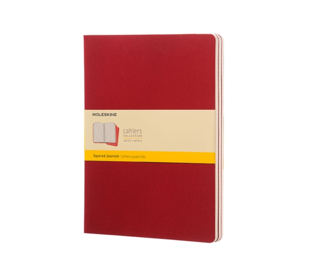 Moleskine Squared Cahier Xl - Red Cover (3 Set), Multiple copy pack Book