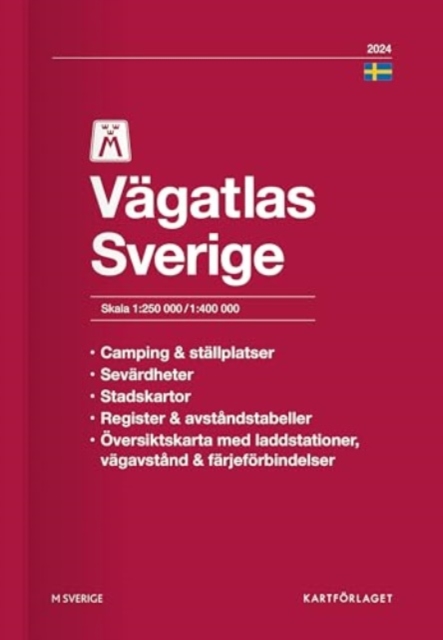 Sweden 2024 road atlas, Paperback / softback Book