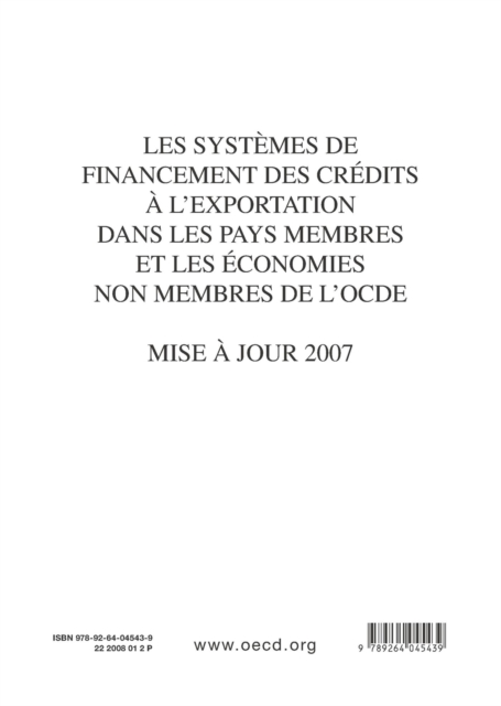 Les systemes de financement des credits a l'exportation dans les pays membres et les economies non membres de l'OCDE Supplement 2007, PDF eBook
