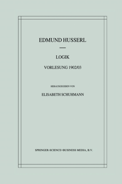 Logik : Vorlesung 1902/03, PDF eBook