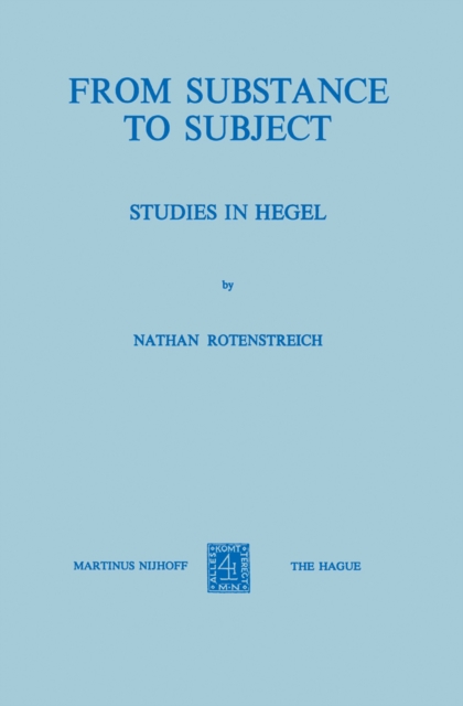 From Substance to Subject : Studies in Hegel, PDF eBook