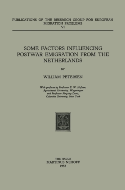 Some Factors Influencing Postwar Emigration from the Netherlands, PDF eBook
