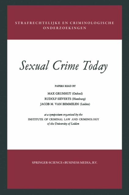 Sexual Crime Today, PDF eBook