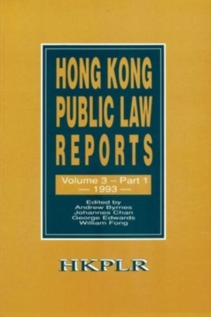 Hong Kong Public Law Reports V 3 Part 1, Paperback / softback Book