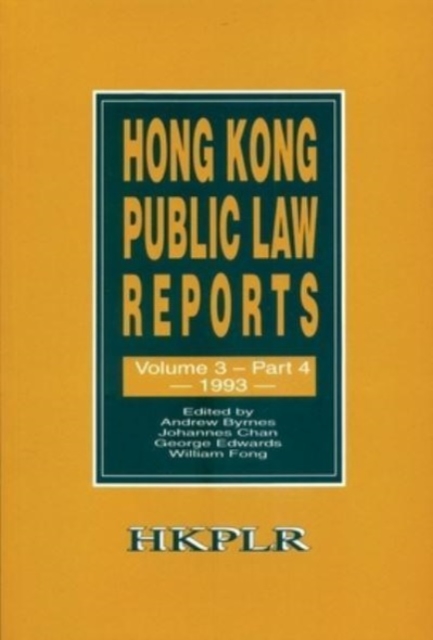 Hong Kong Public Law Reports V 3 Part 4, Paperback / softback Book